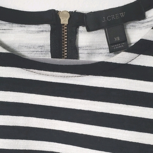 J. Crew Black and White Striped Dress women's size XS Skater Dress - Picture 9 of 9